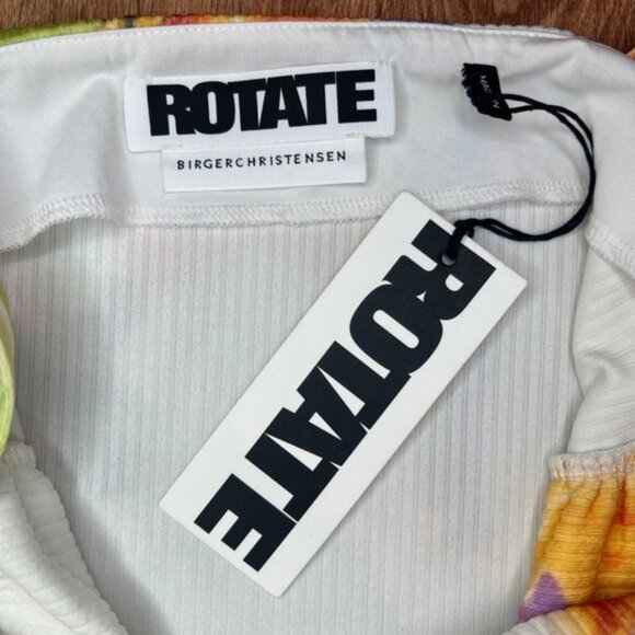 NWT ROTATE Fine Ribbed Abstract Floral Tank Kris Top‎ Twist Detailing Sz 42 / 10 - Picture 7 of 14